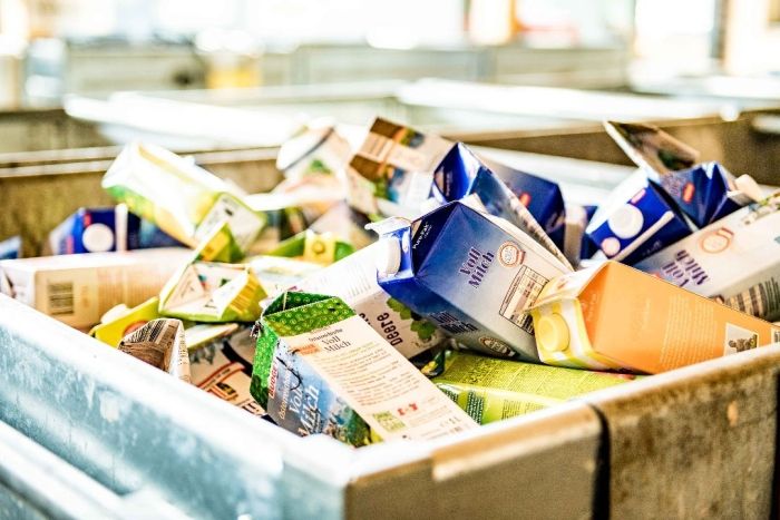 Mülltonne mit diversen Lebensmittel-Abfällen